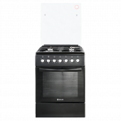 Комбинированная плита De Luxe 606040.00гэ-003(кр) ЧР черный (стеклянная крышка) реш.чугун