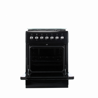 Комбинированная плита De Luxe 606040.00гэ-003(кр) ЧР черный (стеклянная крышка) реш.чугун