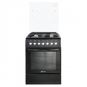 Комбинированная плита De Luxe 606040.00гэ-003(кр) ЧР черный (стеклянная крышка) реш.чугун